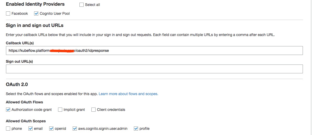 Cognito Custom Domain Callback URL